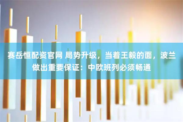 赛岳恒配资官网 局势升级，当着王毅的面，波兰做出重要保证：中欧班列必须畅通