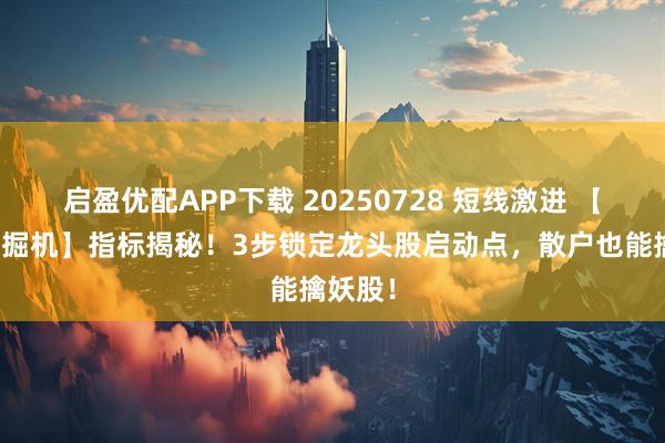 启盈优配APP下载 20250728 短线激进 【龙头挖掘机】指标揭秘！3步锁定龙头股启动点，散户也能擒妖股！