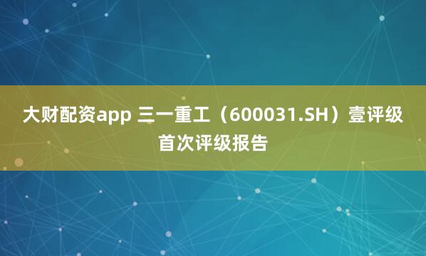 大财配资app 三一重工（600031.SH）壹评级首次评级报告
